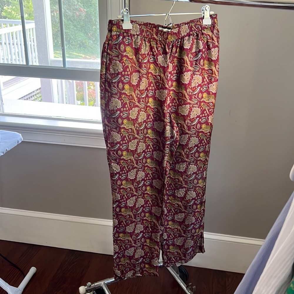 JCrew Pull-on silk-twill pant in jungle cat print